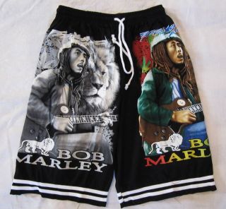 Bob Marley Music Rasta Board Shorts   Free Size  NEW