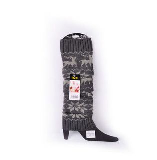 Winter Womens Snowflake Deer Leg Warmer Footless Knee High Knit Socks