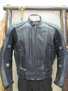 JOE ROCKET Black Leather Motorcycle Mens Jacket Size 44 US