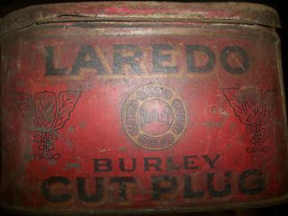 Antique Early 1900s LAREDO BURLEY CUT PLUG Tobacco Tin Scotten 