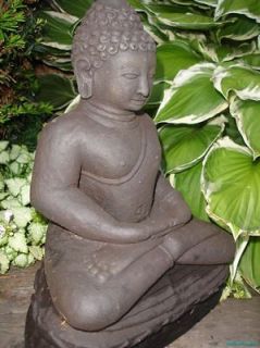 Peaceful Meditating Buddha Garden Statue Caste lava stone Balinese 