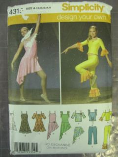 JAZZ DANCE PANTS TOP DRESS COSTUME 4315 PATTERN 7 14