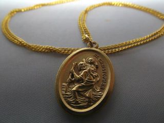 24k Gold St Christopher Necklace Patron Saint travellers Gift boxed 