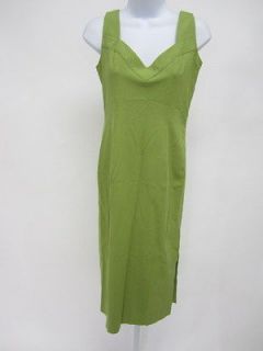 JOHN GALLIANO Green Sleeveless Wool V Neck Mid Calf Cocktail Dress 6