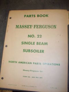 Massey Ferguson 22 Single Beam Subsoiler Parts Manual
