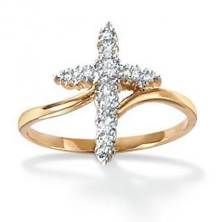 Isabella Collection 18k Gold over Silver Diamond Accent Cross Ring