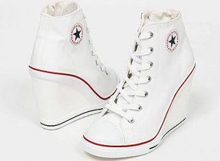 Womens White Sneakers Zip Wedge Heel Shoes US 5~8 / Lady Platform 