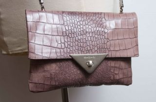 NWT  RENATO ANGI 2012  Big Envelope Purse Pink CROCO Leather Women 