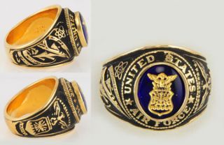Size 10   J. Esposito Sterling Ep Mens US Air Force Ring w/ Gold Leaf 