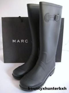 MARC JACOBS Matte Black Rubber Rainboots Rain Boots 7/37 Wellies Shoes
