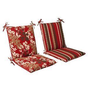 Pillow Perfect Outdoor Reversible Patio Chair Cushions Red/Brown 