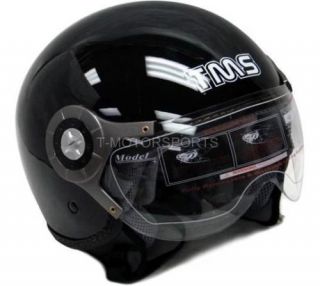motorcycle scooter open face helmet jet pilot black l one