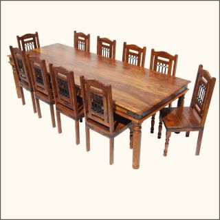 11pc Large Family Dining Table & Chairs Set for 10 Big People 