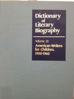 Dictionary of Literary Biography American Writers for Children, 1900 