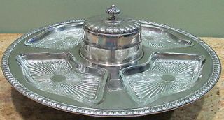English Silver mfg, corp Made in USA 7 Piece lazy Suzan Buffet Serving 