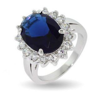 Royal Ring  Kate Middleton / Diana Sapphire Ring Solid Silver Simply 