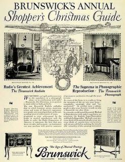 1924 Ad Brunswick Phonograph Record Player Radiola Chippendale Models 