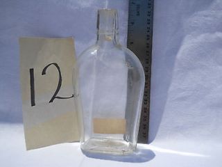 Vintage Antique Clear Glass Half Pint Whiskey Flask *** 