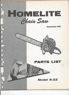 orig homelite 6 22 antique chain saw parts manual 1957