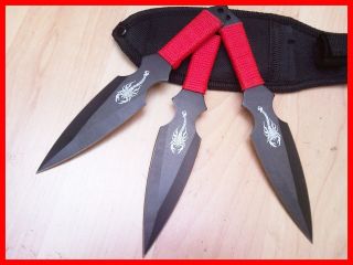   Tactical double side Throwing Scorpion carry case knives Red 38303