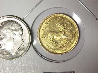 1982 Gold Krugerrand 1/10 Troy Ounce of Gold   Damaged   South Africa