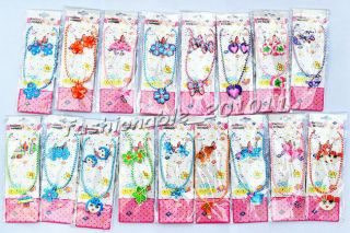   Lots assorted polymer clay children/Kid necklace+earrings sets