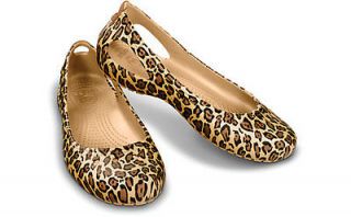 crocs kadee leopard womens flat ballerina shoes all sizes