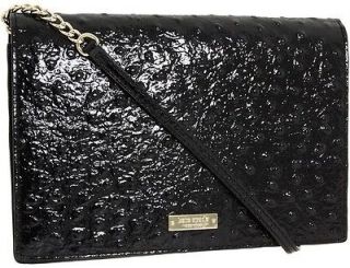 New $295 KATE SPADE Portola Valley Kaley Ostrich Black Leather Bag 