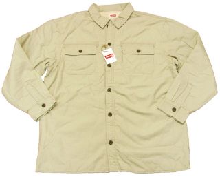 LEVIS Mens Fleece Lined Khaki Button Down Military Jacket Coat NWT