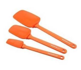 Rachael Ray Orange 3 Piece Spatula Set Spoonula Silicone Dishwasher 