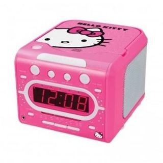 HELLO KITTY AM FM Alarm Clock Radio With Built In CD Player Stereo LED 