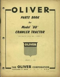 OLIVER MODEL DD CRAWLER TRACTOR FACTORY PARTS BOOK CATALOG MANUAL 