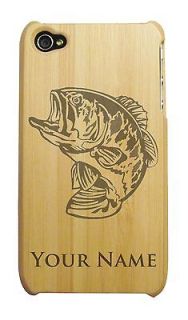 Personalized Laser Engraved BAMBOO iPhone 4 4S Case/Cover   BASS 