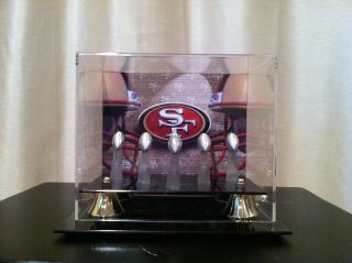 san francisco 49ers super bowl trophy display case expedited shipping