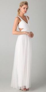 NEW* BCBG Mara White Tulle Cutout Bodice Gown 4 $348 NST6L911