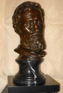 bronze sculpture bust michelangelo buonarroti statue historical figure 