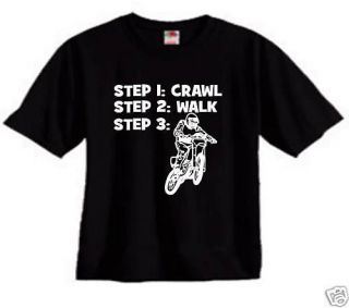 CRAWL WALK DIRTBIKE RIDER KIDS YOUTH OR TODDLER TSHIRT BLACK NEW 