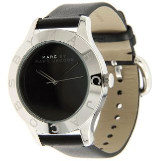 New Marc Jacobs Black Leather Strap Steel Case Womens Ladies Watch MBM 