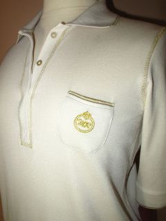 Marina Rinaldi Max Mara Beige Silk Cotton Gold Crown Logo Polo Shirt 