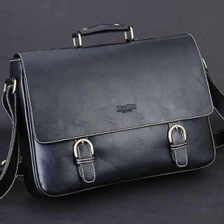 Alias Kim Mens Business Briefcase Laptop Bag Black Leather Shoulder 
