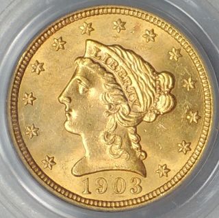 1903 gold $ 2 5 liberty pcgs ms62 expedited shipping