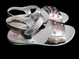 New Girl Lelli Kelly Flowery Silver Sandal Shoe Summer Size 35 36 37 4 
