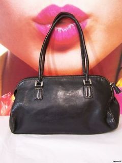 MILA PAOLI Black Leather Satchel Purse Handbag Shoulder Bag CLASSIC