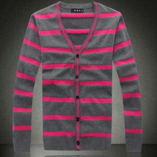   Casual Striped V Neck Sweater Cardigan Fashion Knitwear Free Ship 208