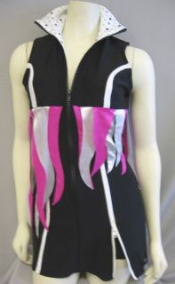 HOT PINK+WHITE+BLACK ONE ONLY A LINE SOLO DANCE COSTUME Size M