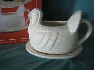 Large Ceramic Turkey Gravy Boat Saucer No.16171 ABC Distributing Inc
