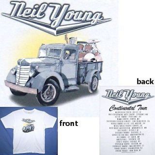 NEIL YOUNG TRUCK IMAGE CONTINENTAL TOUR WHITE T SHIRT 2XL XXL NEW