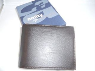 amity coin billfold leather wallet brown