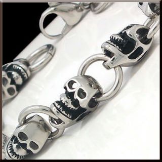 cool skull stainless steel link bracelet 8 6 new from