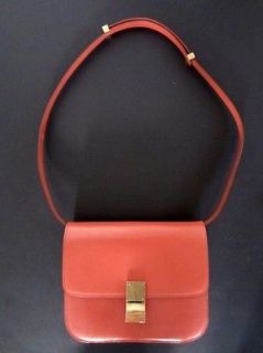 CELINE Classic Medium Flapbag Box Shoulder Bag Purse Lipstick Red SOLD 